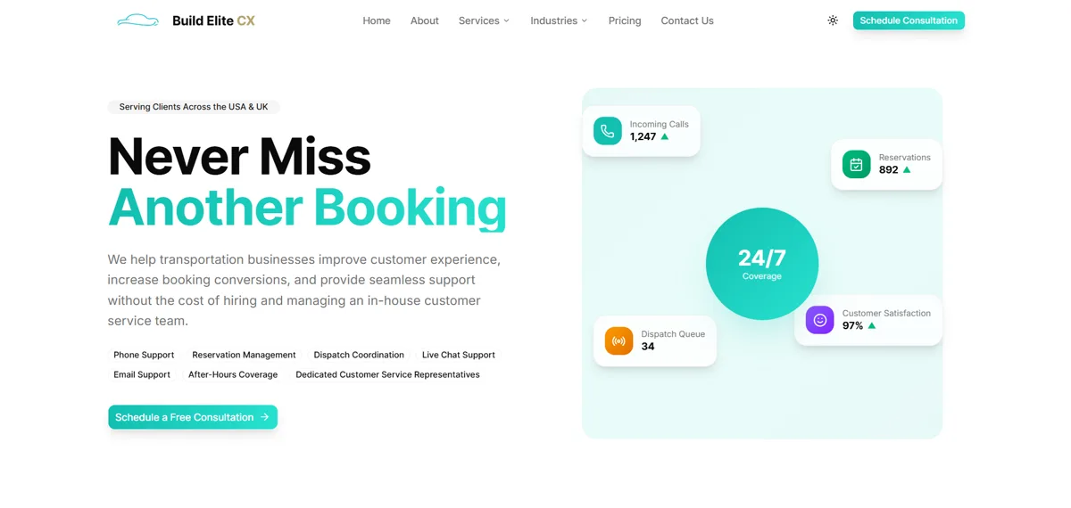 BuildElite CX reservation landing page visual