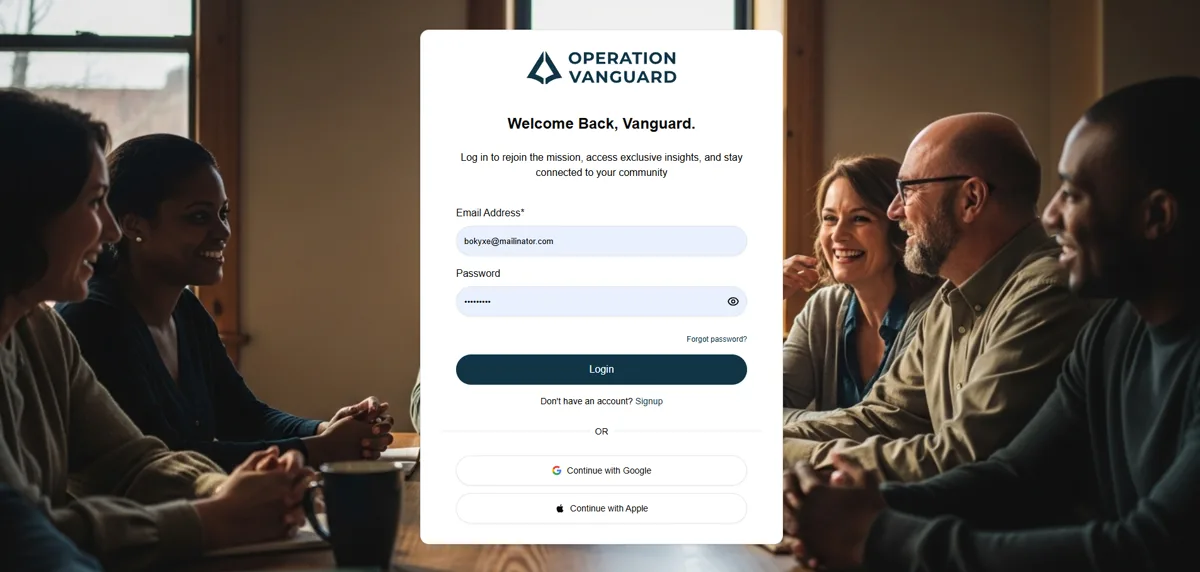 OP Vanguard business operations platform interface visual