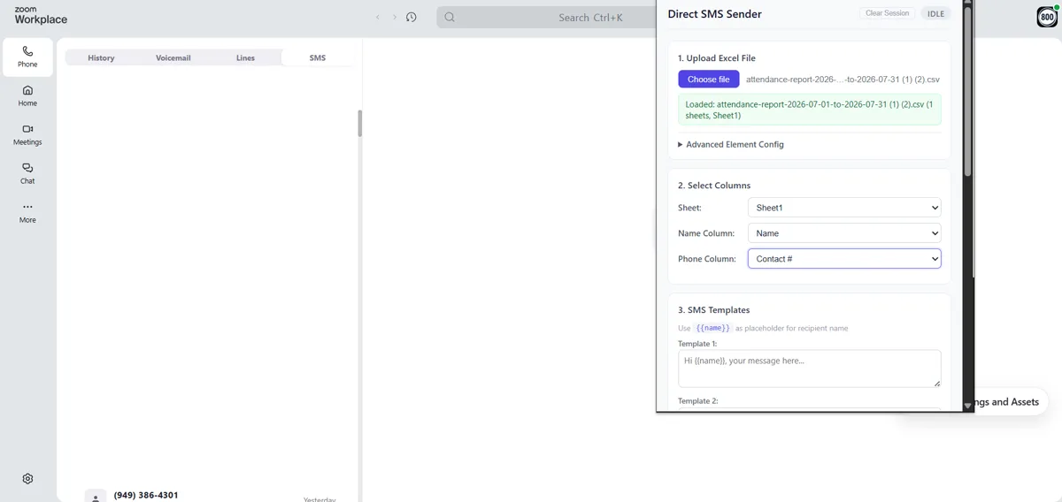 Zoom SMS extension communication workflow visual